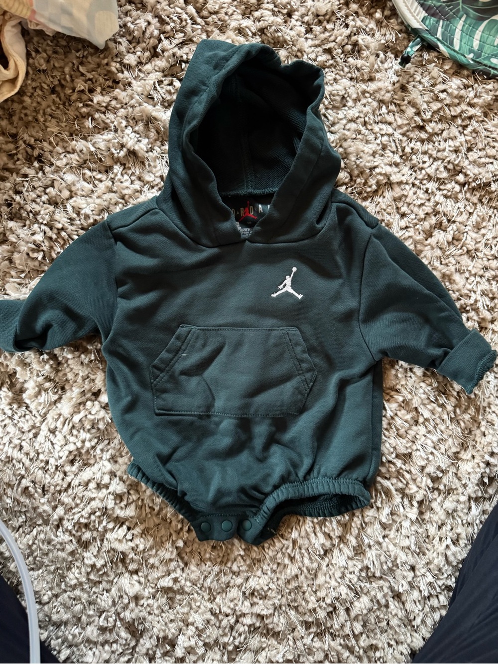 Jordan Black Baby Hoodie Romper with White Jumpman